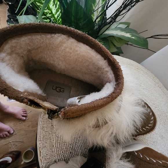 UGG Australia Womens FLUFF PUNK Shearling BOOT in Chestnut Brown size 7.Like New - Picture 8 of 9